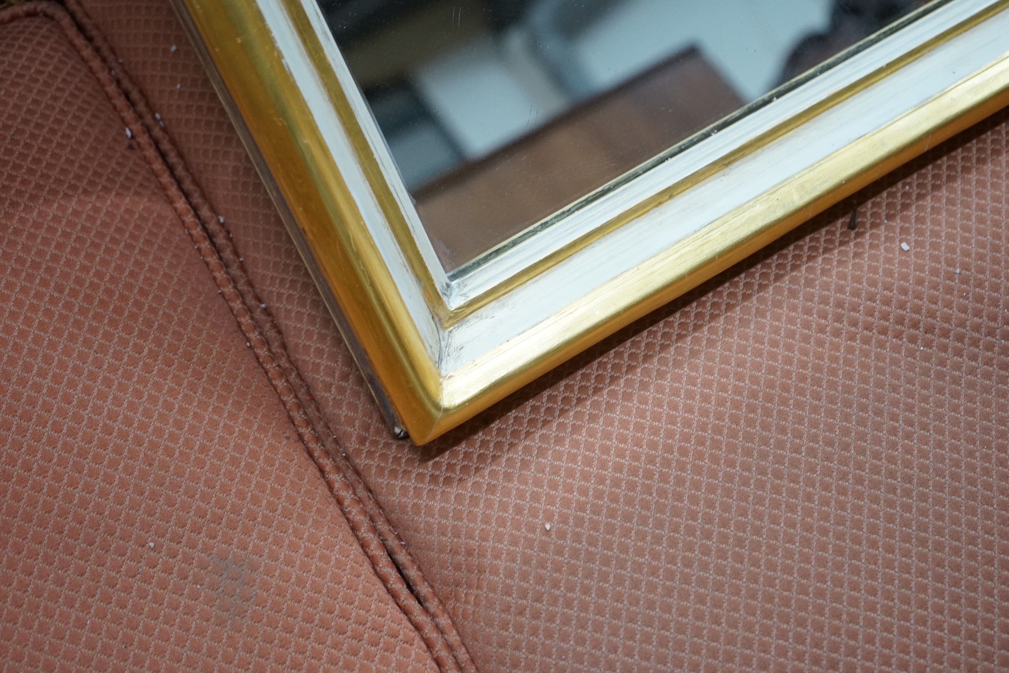 A 19th century rectangular wall mirror, re-painted and re-gilded, width 52cm, height 65cm